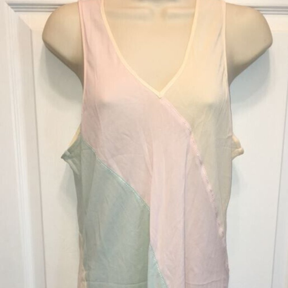Vintage Claires Rose Silk Pastel Colored Nightgown Nightie Pink Green Cream